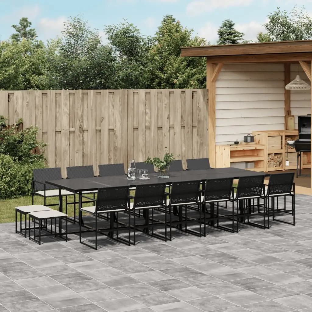 Ensemble à manger de jardin 17 pcs coussins noir résine tressée vidaXL 3295072