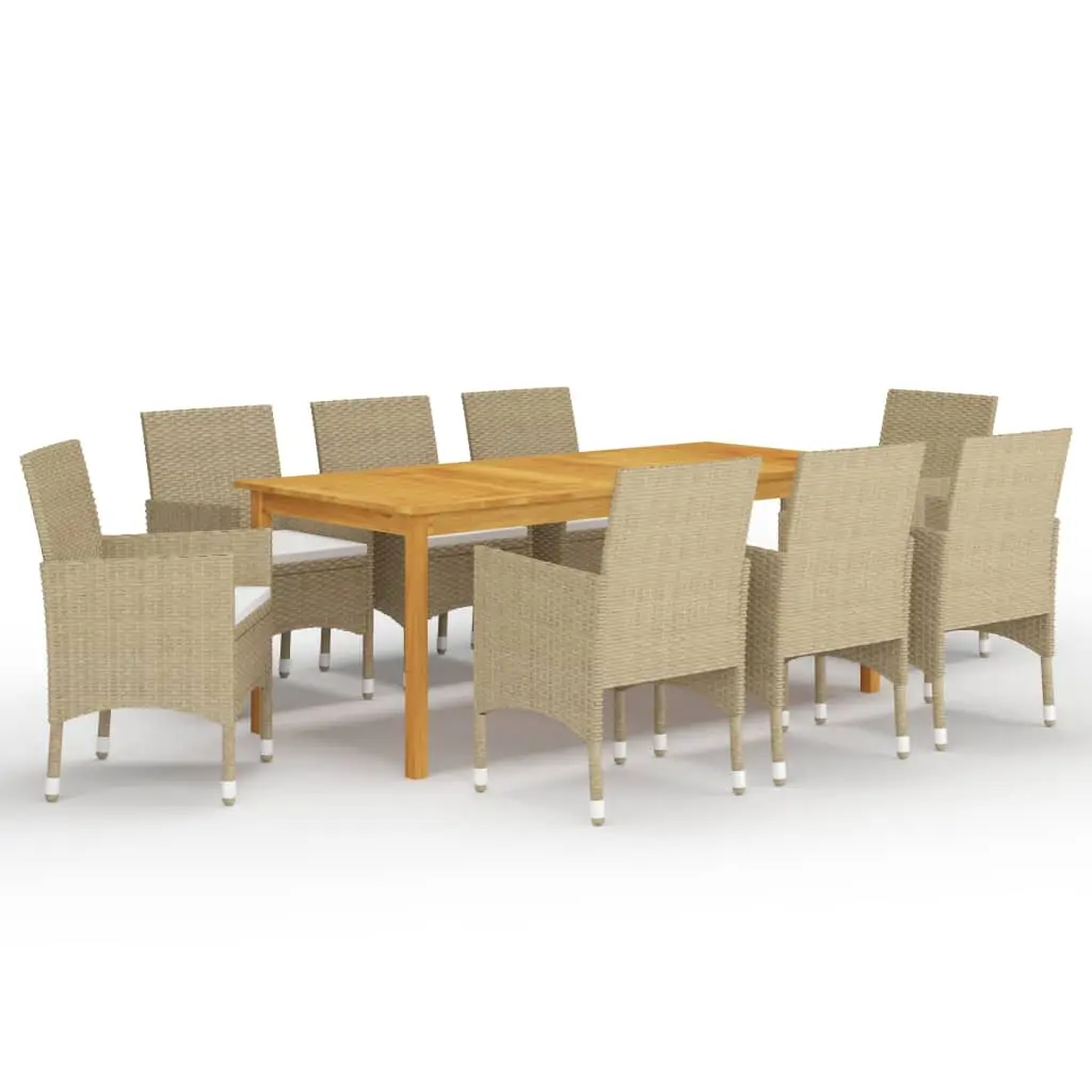 Ensemble à manger de jardin 9 pcs Beige vidaXL 3067861