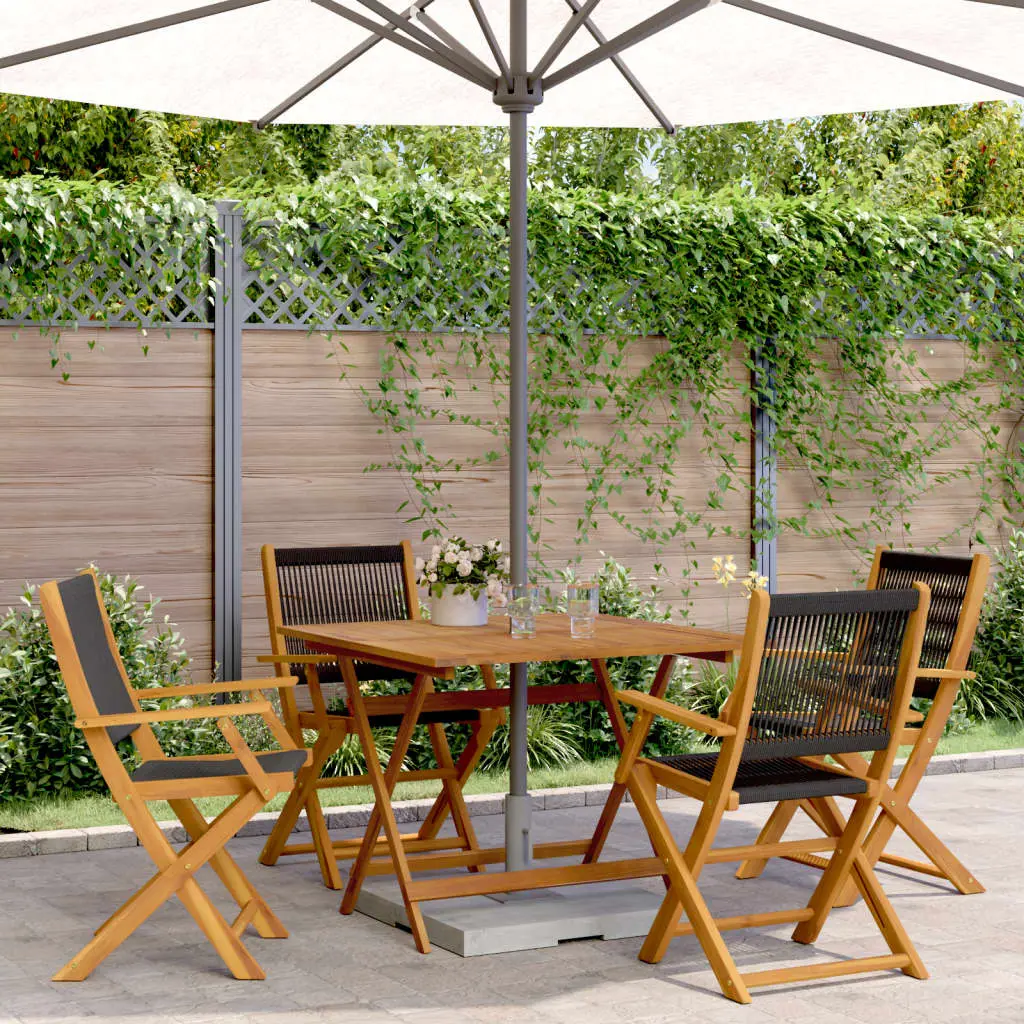 Ensemble à manger de jardin 5pcs noir polypropylène bois massif vidaXL 3281829