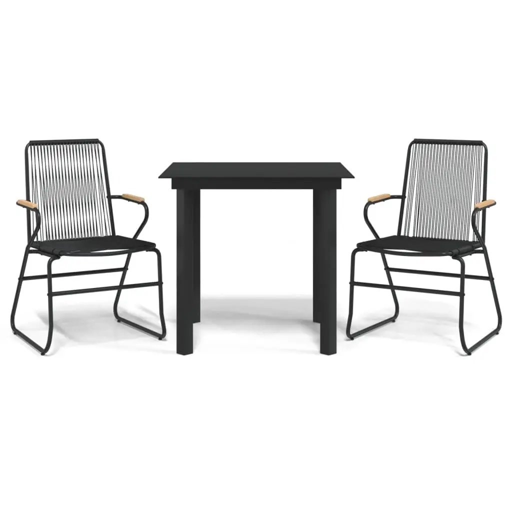 Ensemble à manger de jardin 3 pcs | Mobilier d’extérieur noir rotin PVC Maison Chic