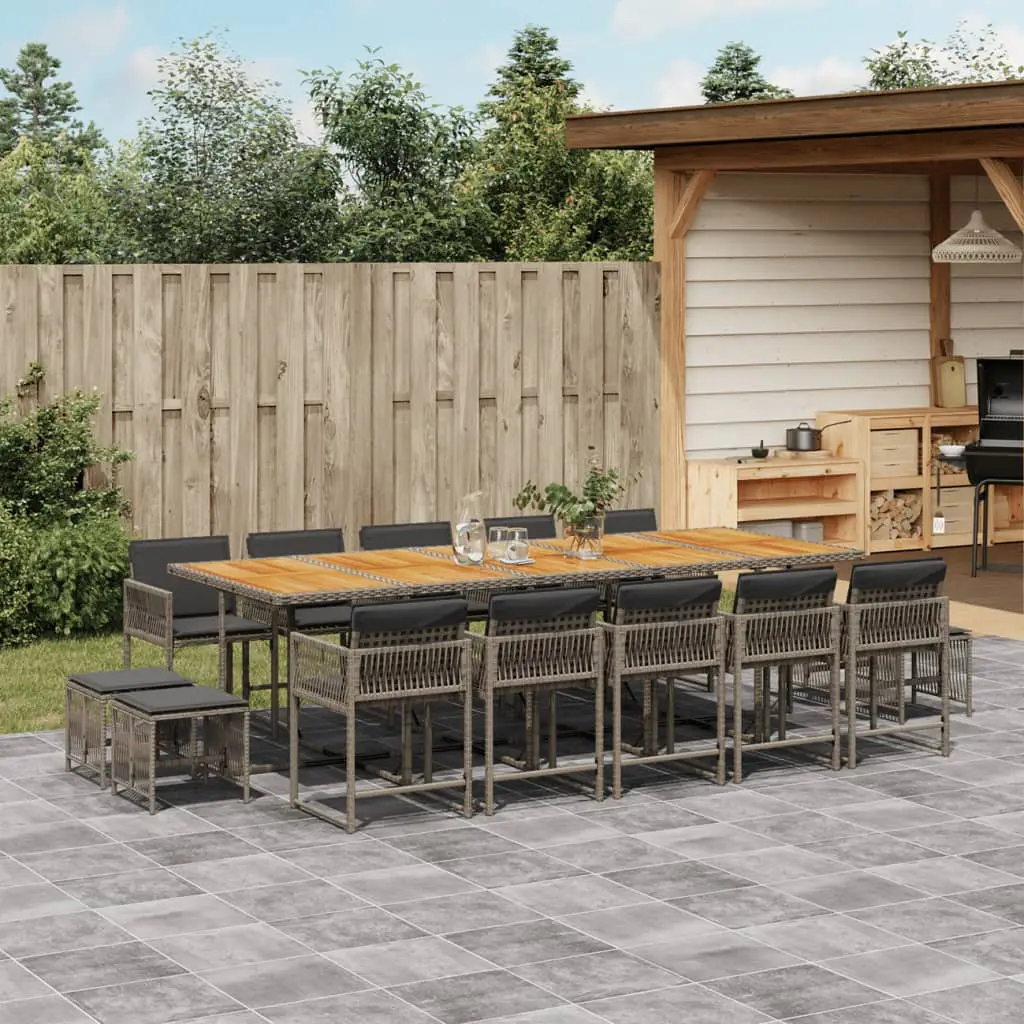 Ensemble à manger de jardin 15 pcs coussins gris résine tressée vidaXL 3211538