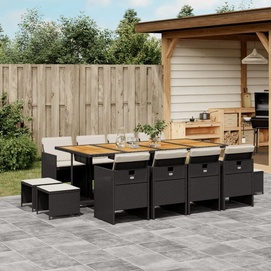 Ensemble à manger de jardin 13 pcs coussins noir résine tressée vidaXL 3277754