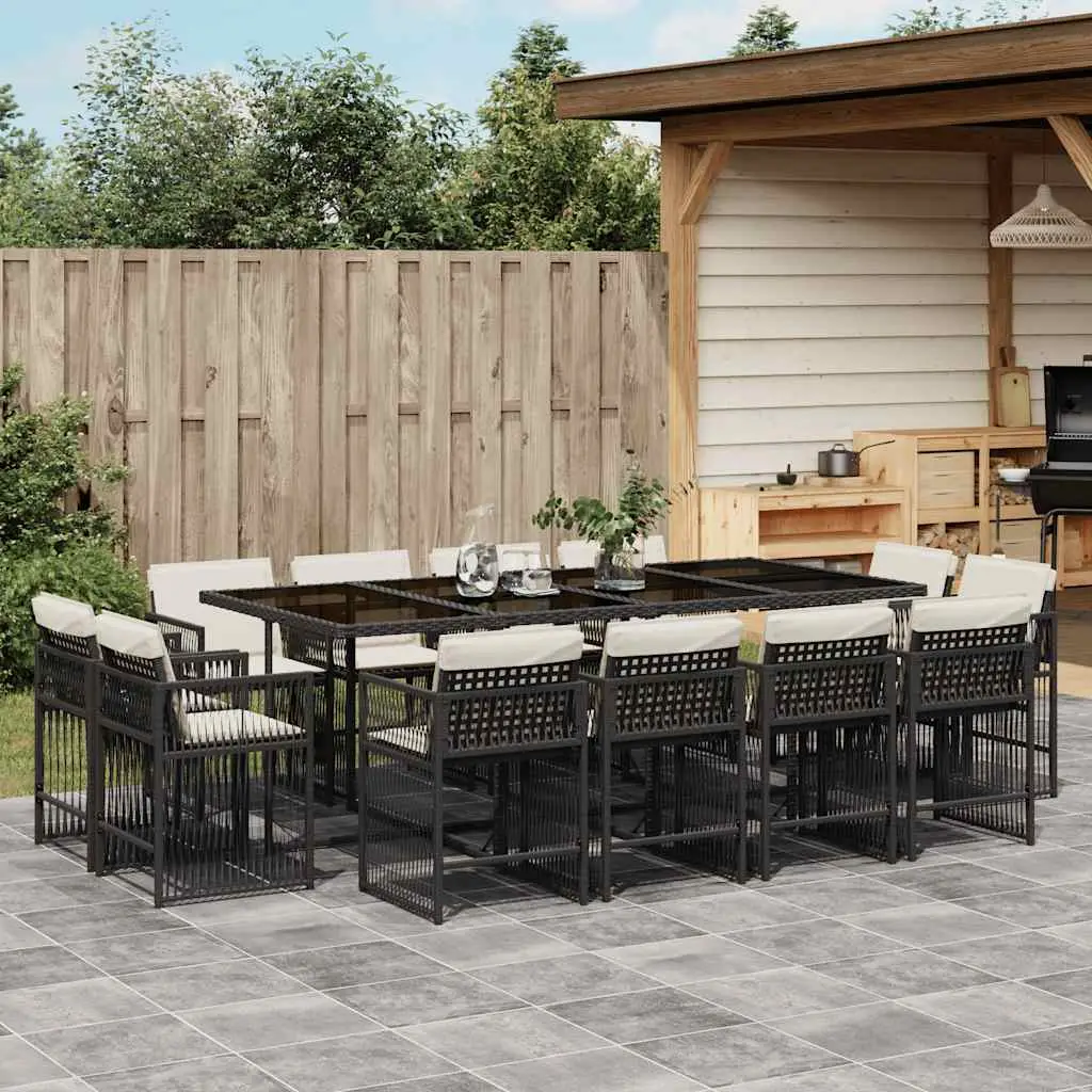 Ensemble à manger de jardin 13 pcs coussins noir résine tressée vidaXL 3211758