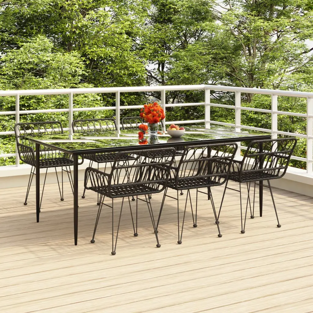 Ensemble à manger de jardin 7 pcs Noir Résine tressée vidaXL 3157857