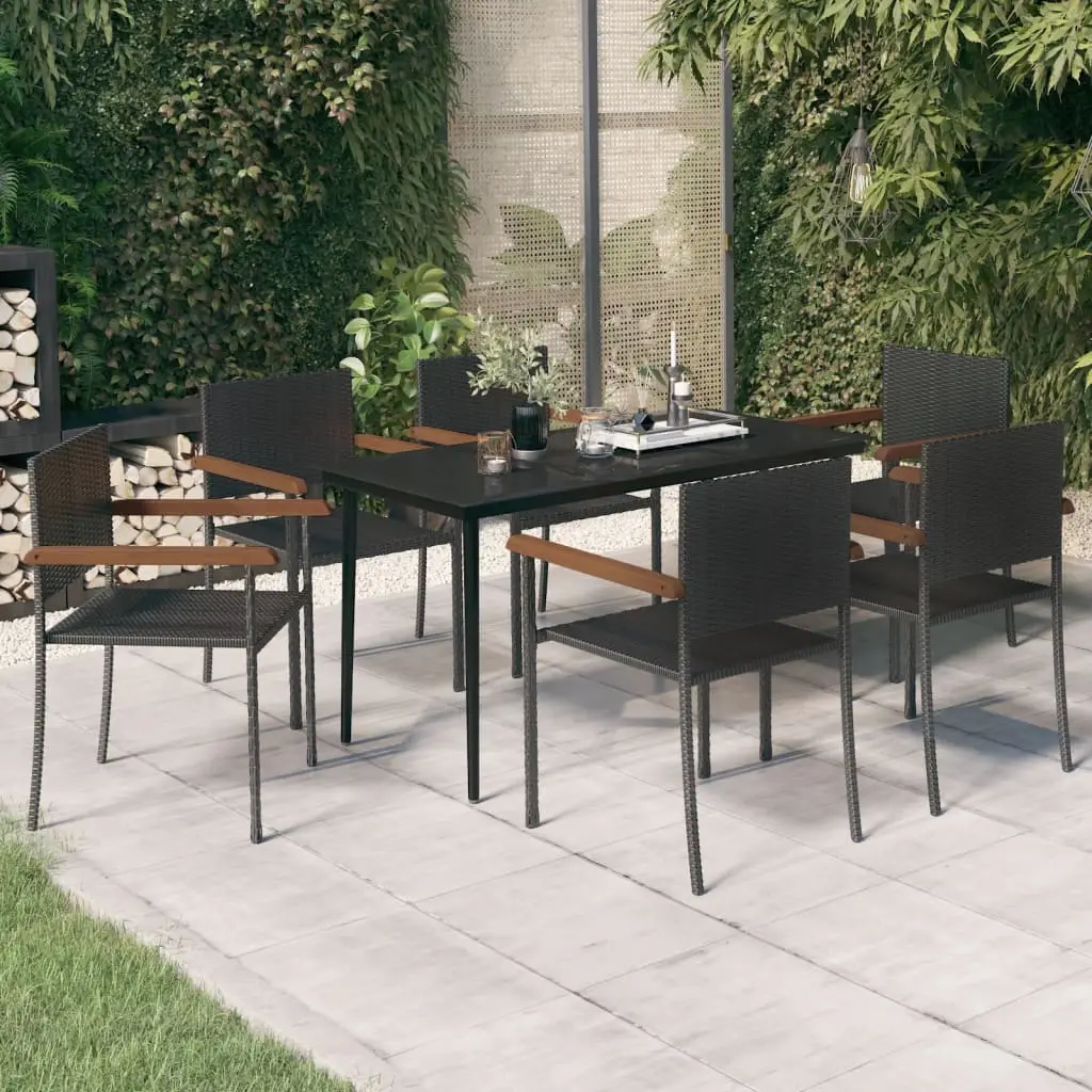 Ensemble à manger de jardin 7 pcs Noir vidaXL 3099422