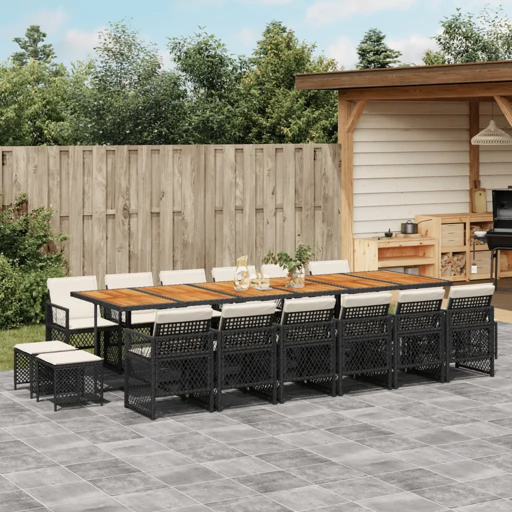 Ensemble à manger de jardin 17 pcs coussins noir résine tressée vidaXL 3210831