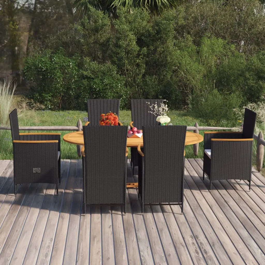Ensemble à manger de jardin 7 pcs Résine tressée Noir vidaXL 3070766