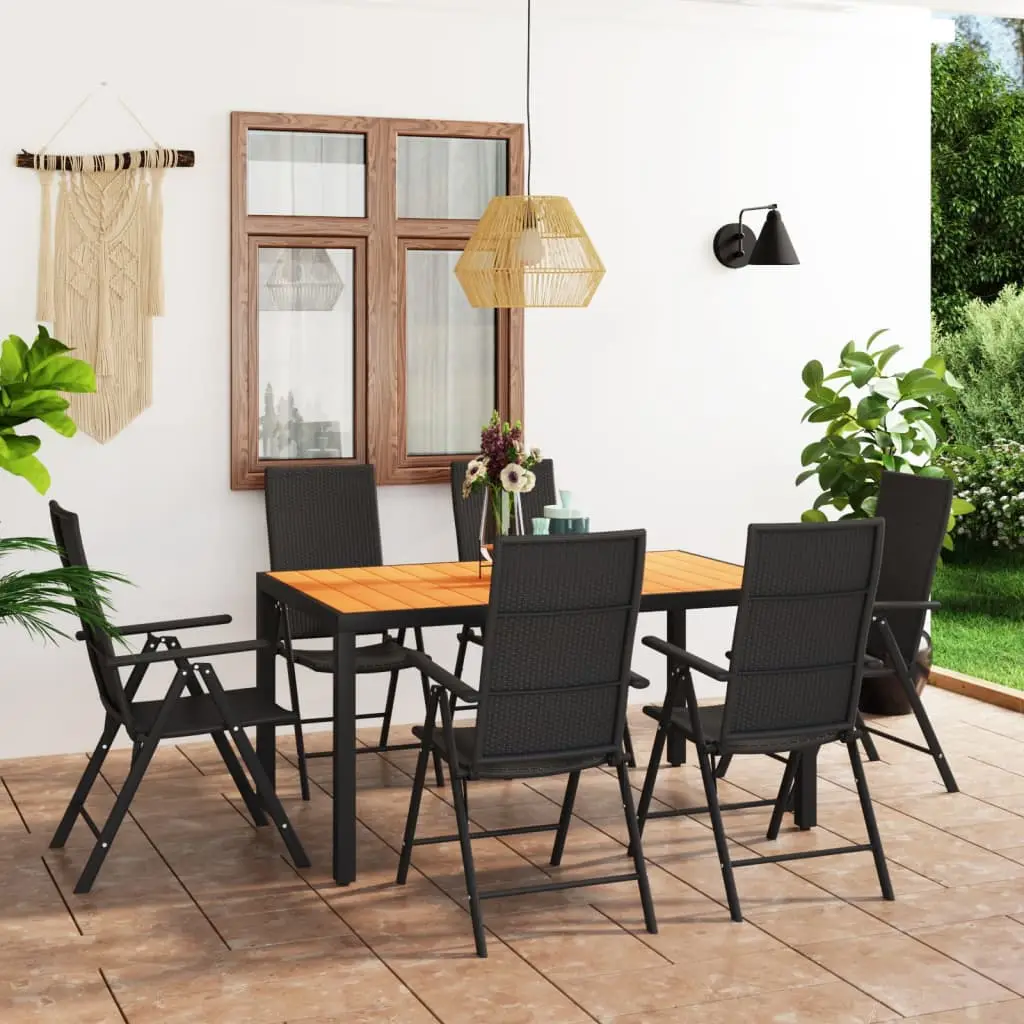 Ensemble à manger de jardin 7 pcs noir et marron vidaXL 3060055