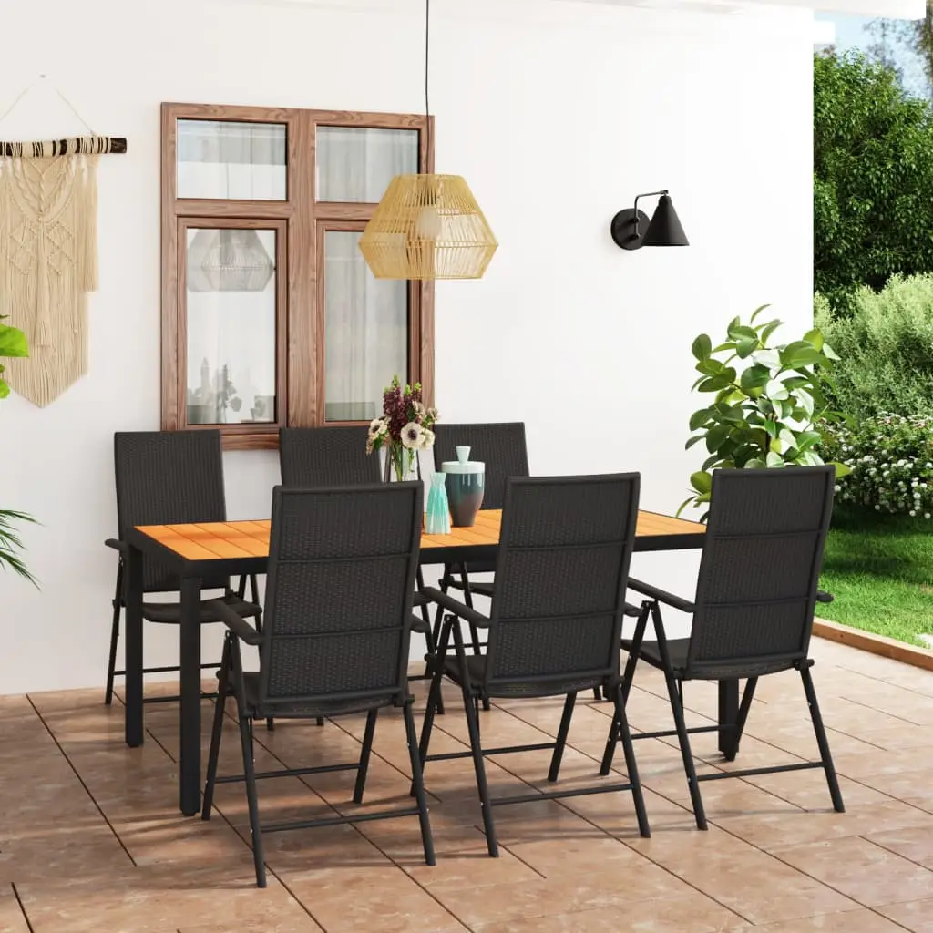 Ensemble à manger de jardin 7 pcs noir et marron vidaXL 3060056