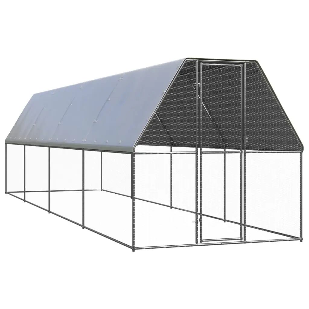 Enclos poulailler extérieur 2x8x2 m acier galvanisé avec bâche de toit – ComfortXL Outdoor Living