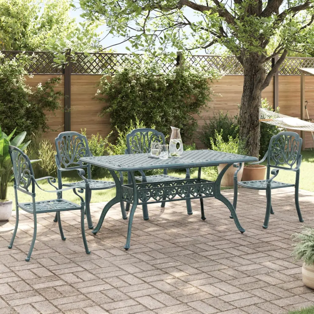 Ensemble à manger de jardin 5 pcs vert aluminium coulé vidaXL 3216311