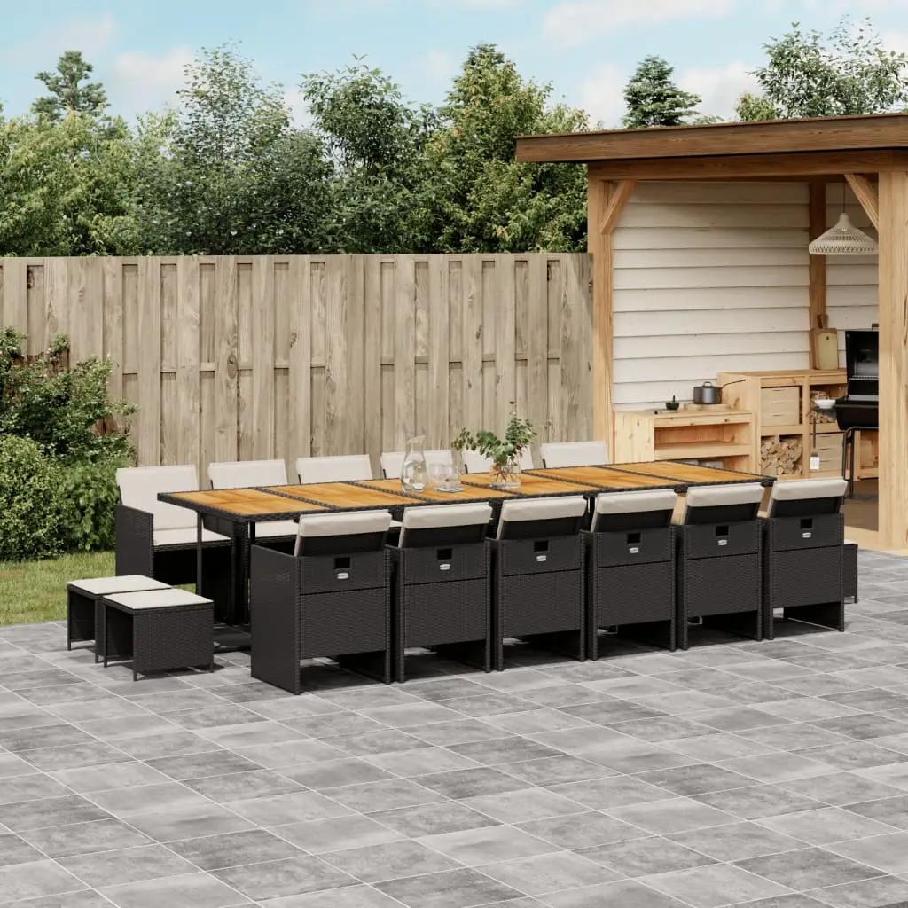 Ensemble à manger de jardin 17 pcs coussins noir résine tressée vidaXL 3210651
