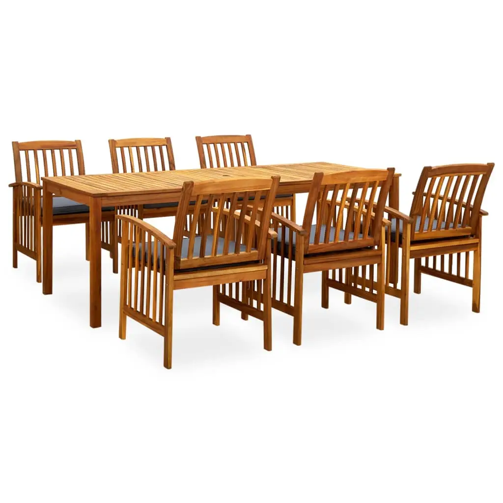 Ensemble à manger de jardin 7 pcs avec coussins Acacia solide vidaXL 3058092