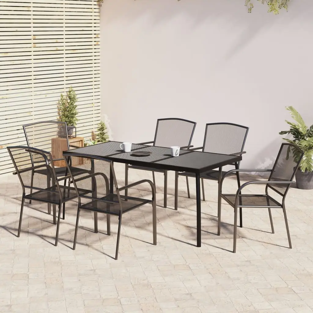 Ensemble à manger de jardin 7 pcs anthracite acier vidaXL 3187971
