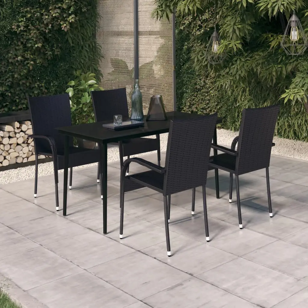 Ensemble à manger de jardin 5 pcs Noir vidaXL 3099397