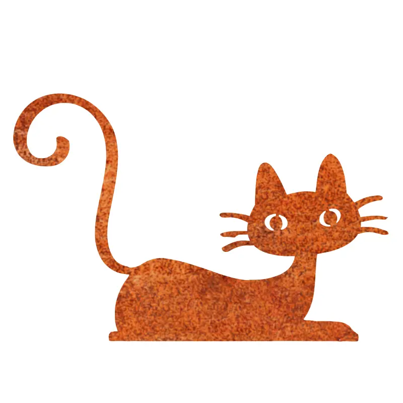 Déco jardin : Chat Félix Métal – Acier brut poli 28 cm – Jardinex