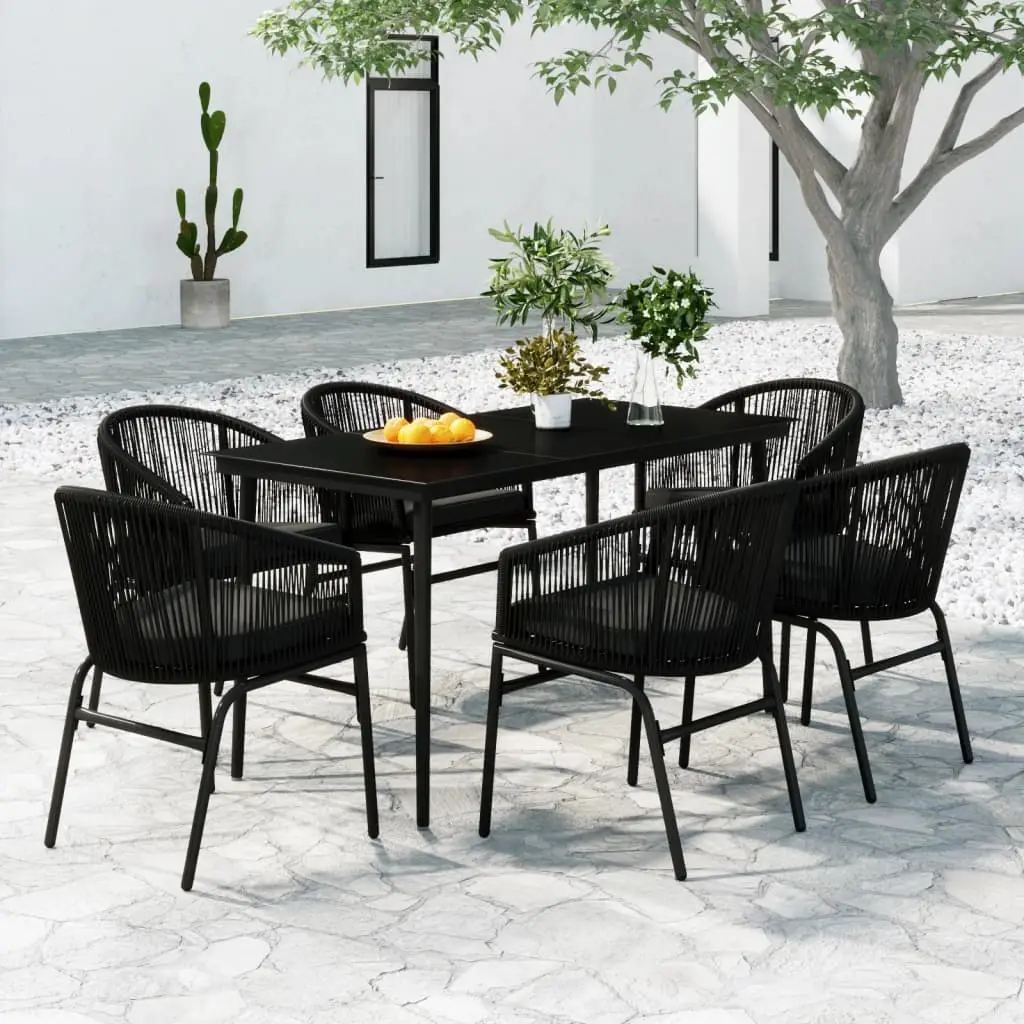 Ensemble à manger de jardin 7 pcs Noir vidaXL 3099242