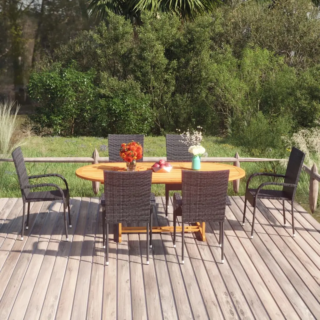 Ensemble à manger de jardin 7 pcs Résine tressée Noir vidaXL 3070758