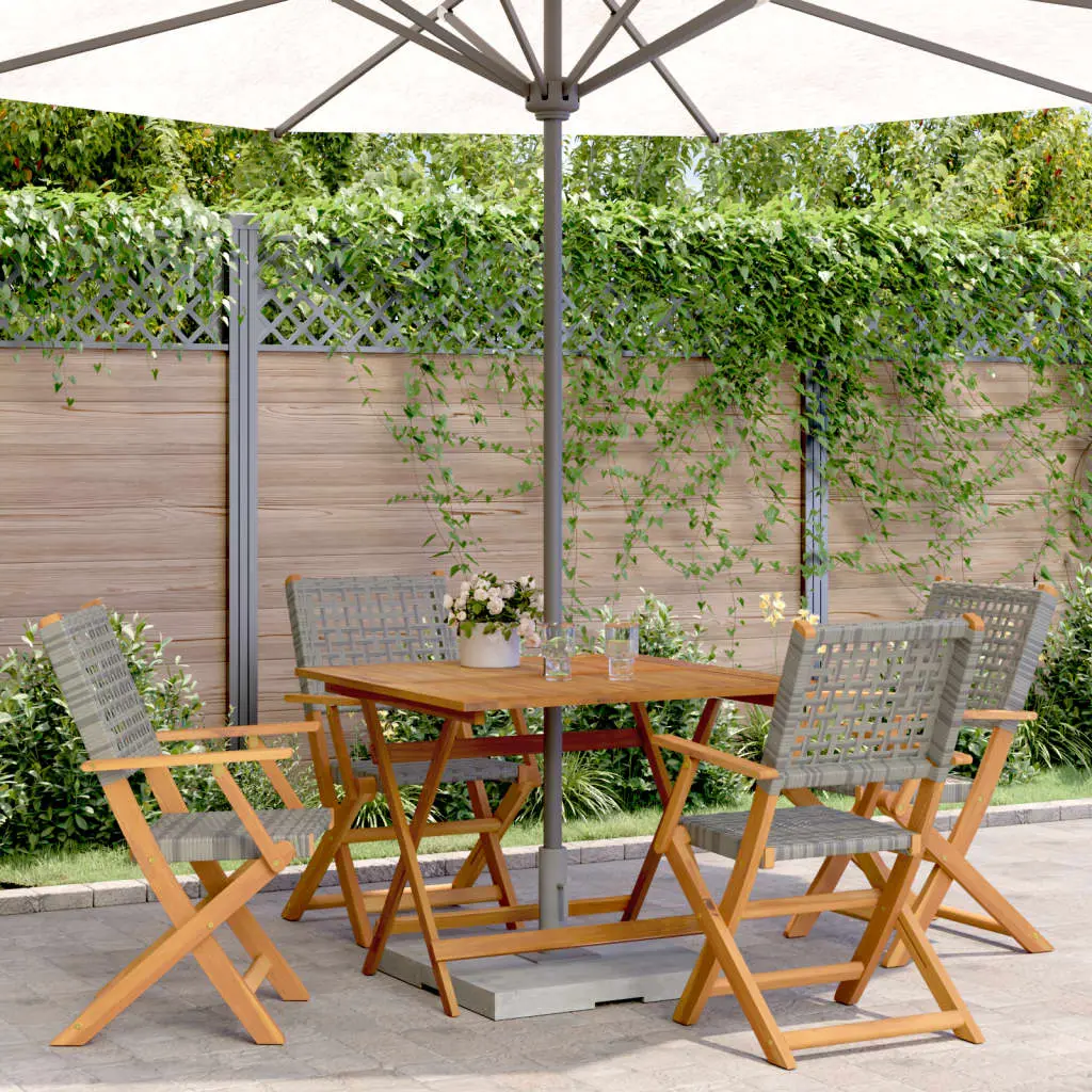 Ensemble à manger de jardin 5 pcs résine tressée et bois massif vidaXL 3281827