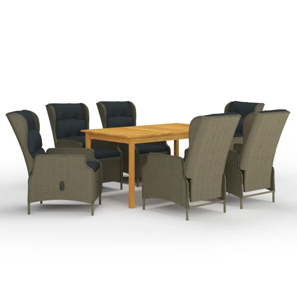 Ensemble à manger de jardin 7 pcs Marron vidaXL 3067843