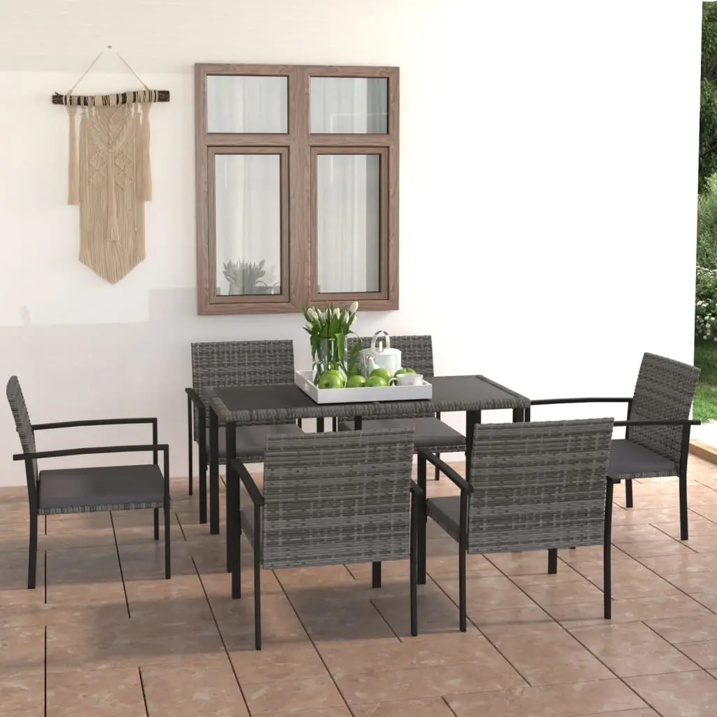 Ensemble à manger de jardin 7 pcs Résine tressée Gris vidaXL 3065714