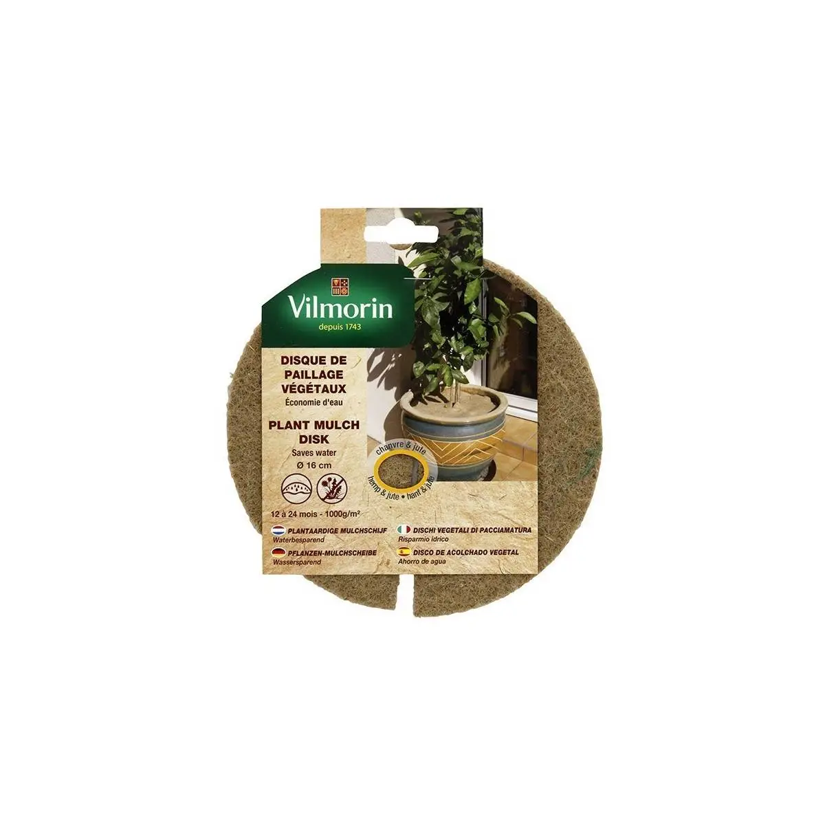 Disque de paillage végétaux 1000g/m² – Ø 16cm