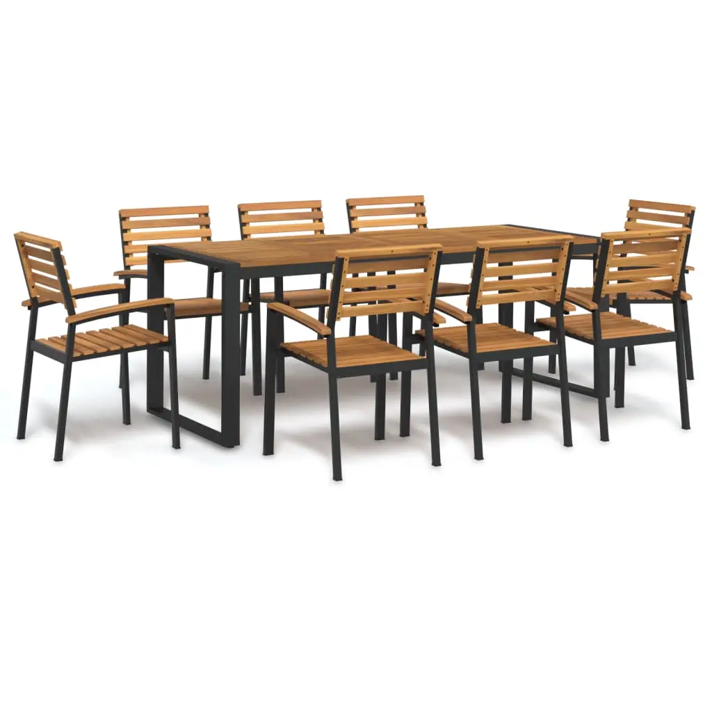 Ensemble à manger de jardin 9 pcs bois d’acacia solide et métal vidaXL 3155413