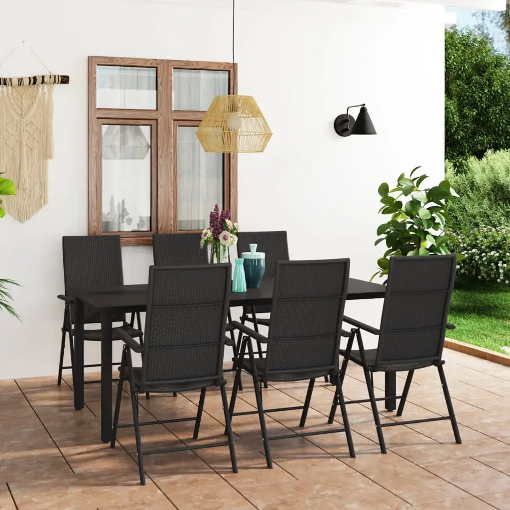 Ensemble à manger de jardin 7 pcs noir vidaXL 3060050