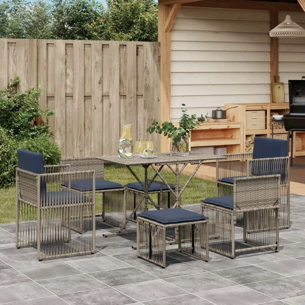 Ensemble à manger de jardin 7 pcs coussins gris résine tressée vidaXL 369016