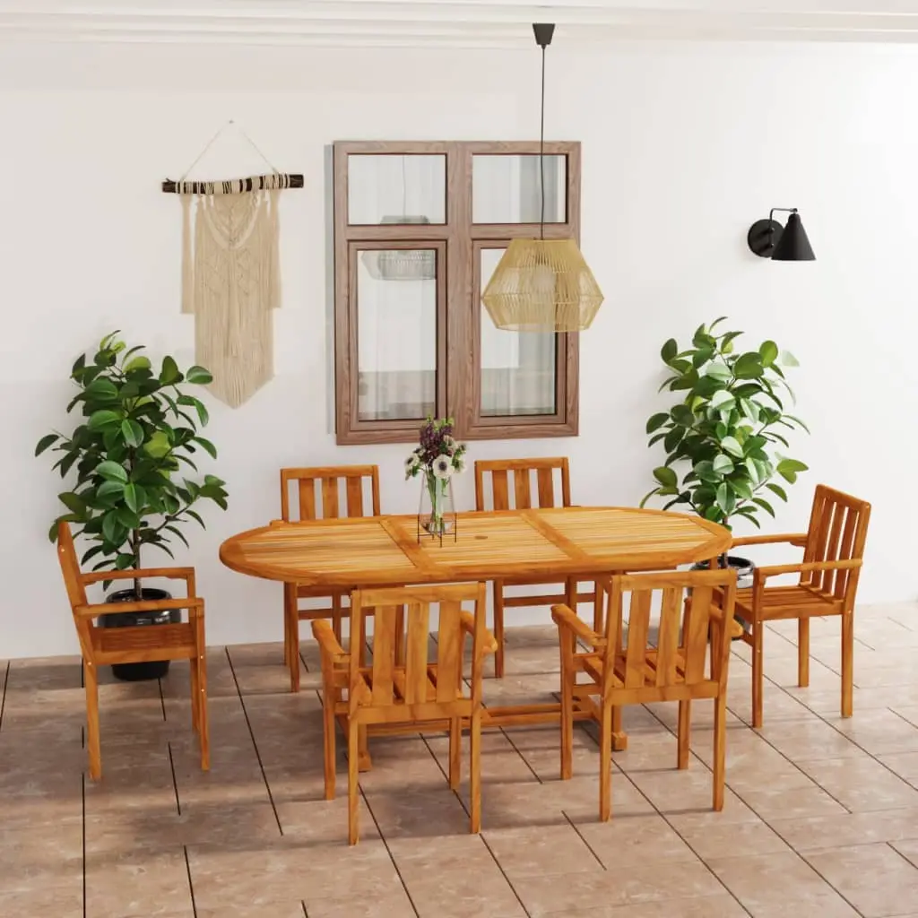 Ensemble à manger de jardin 7 pcs Bois de teck massif vidaXL 3059612