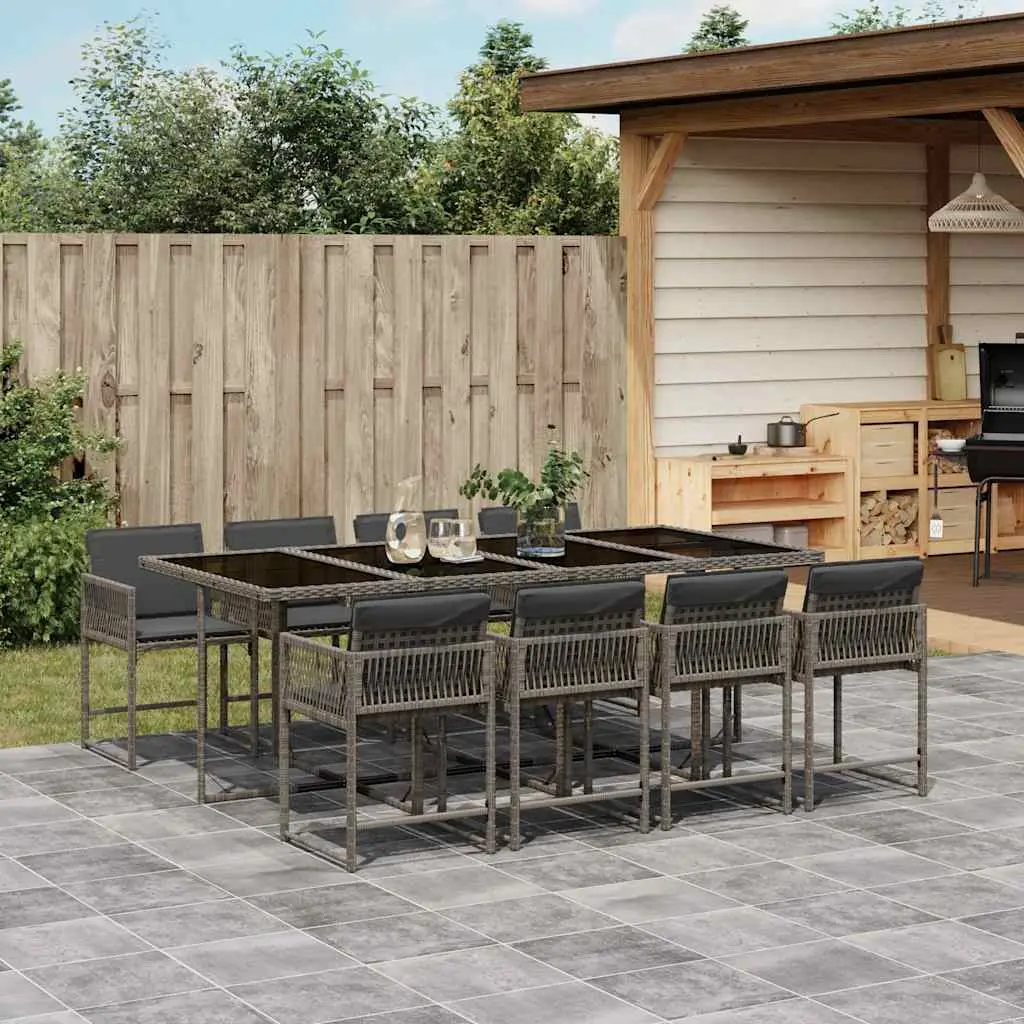 Ensemble à manger de jardin 9 pcs coussins gris résine tressée vidaXL 3211460