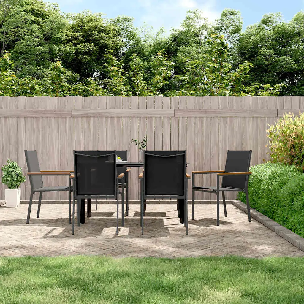 Ensemble à manger de jardin 7 pcs noir textilène et acier vidaXL 3187044