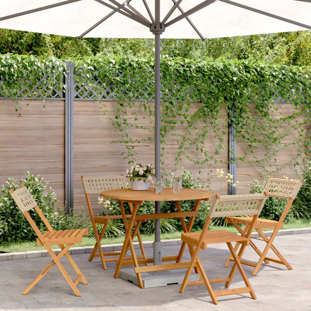Ensemble à manger de jardin 5 pcs résine tressée et bois massif vidaXL 3281768