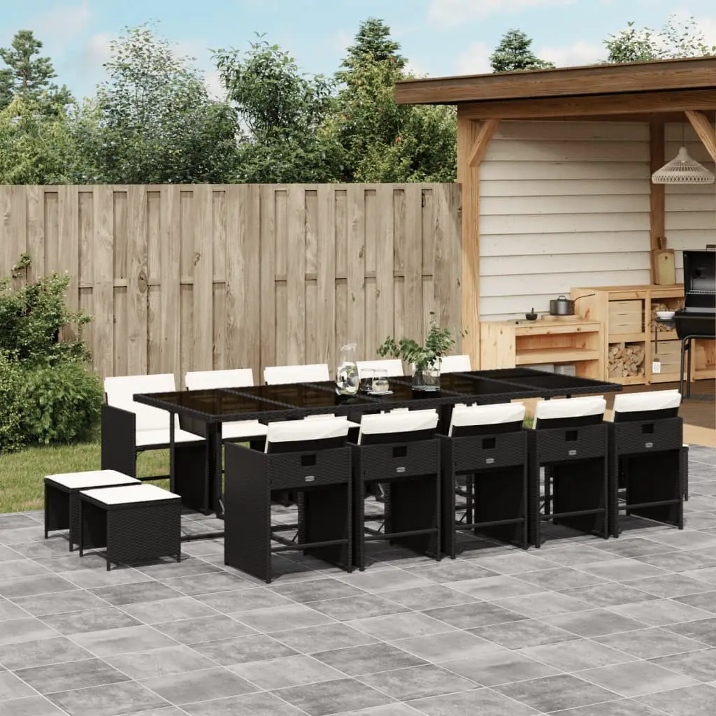 Ensemble à manger de jardin 15 pcs coussins noir résine tressée vidaXL 3277937