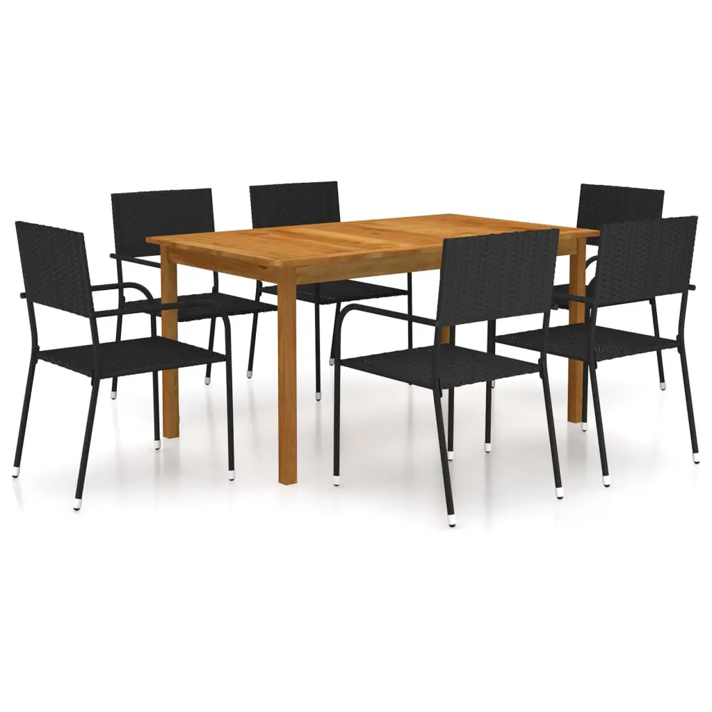 Ensemble à manger de jardin 7 pcs Noir vidaXL 3067830