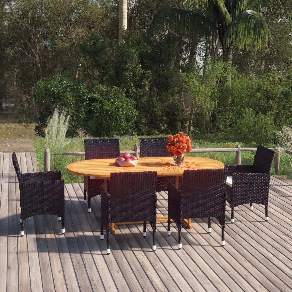 Ensemble à manger de jardin 7 pcs Résine tressée Noir vidaXL 3070751
