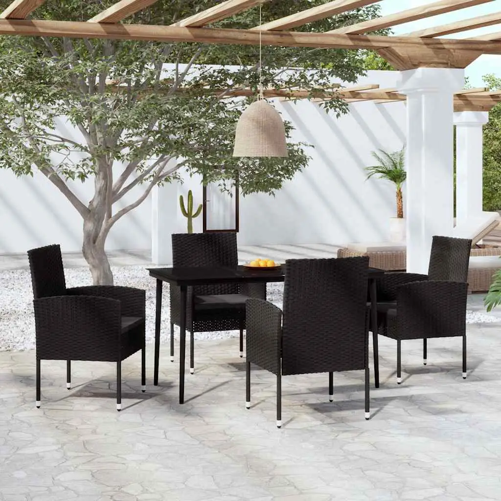 Ensemble à manger de jardin 5 pcs Noir vidaXL 3099633