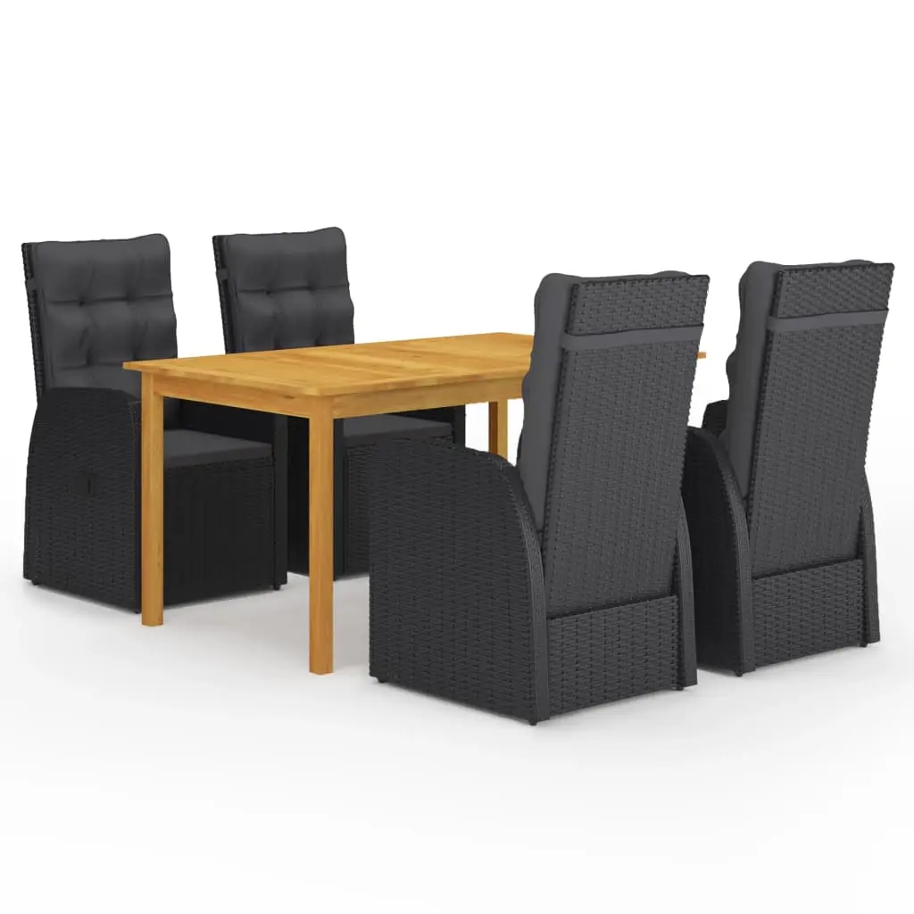 Ensemble à manger de jardin 5 pcs Noir vidaXL 3067811