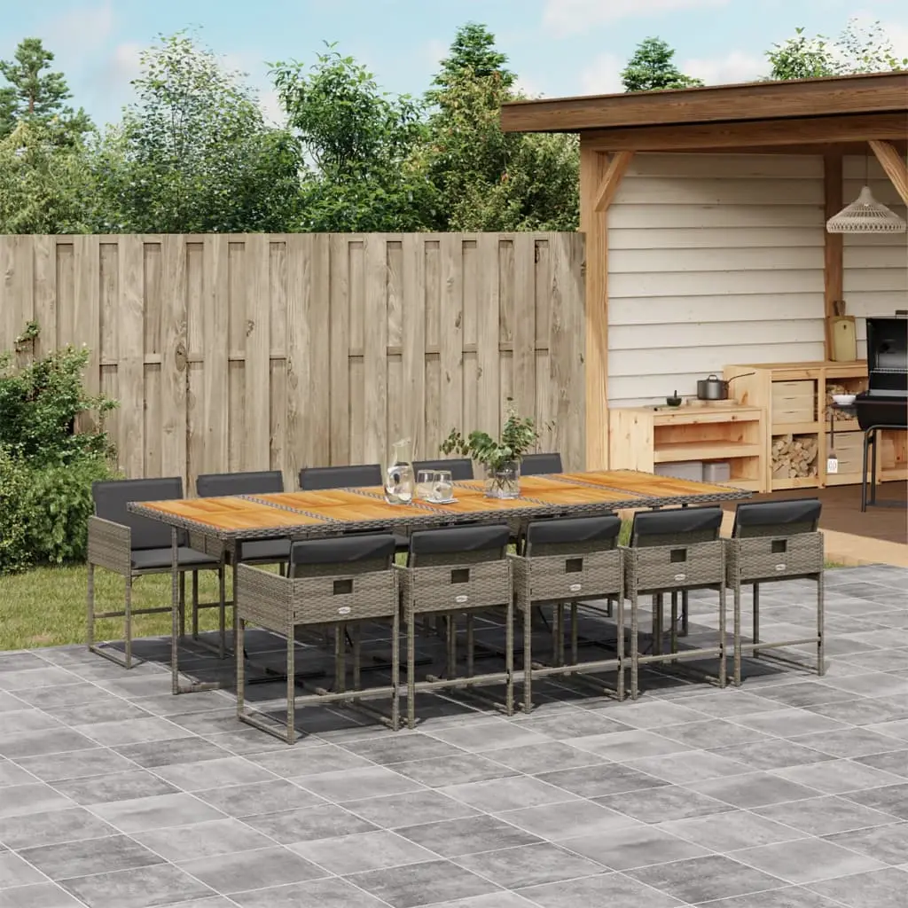 Ensemble à manger de jardin 11pcs avec coussins gris poly rotin vidaXL 3278065
