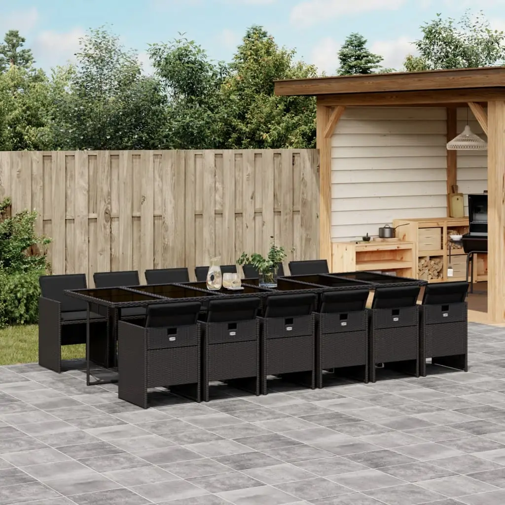 Ensemble à manger de jardin 13 pcs coussins noir résine tressée vidaXL 3277710