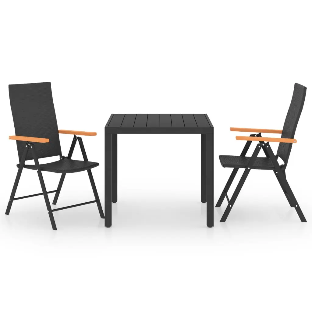 Ensemble à manger de jardin 3 pcs | Mobilier d’extérieur noir et marron Maison Chic