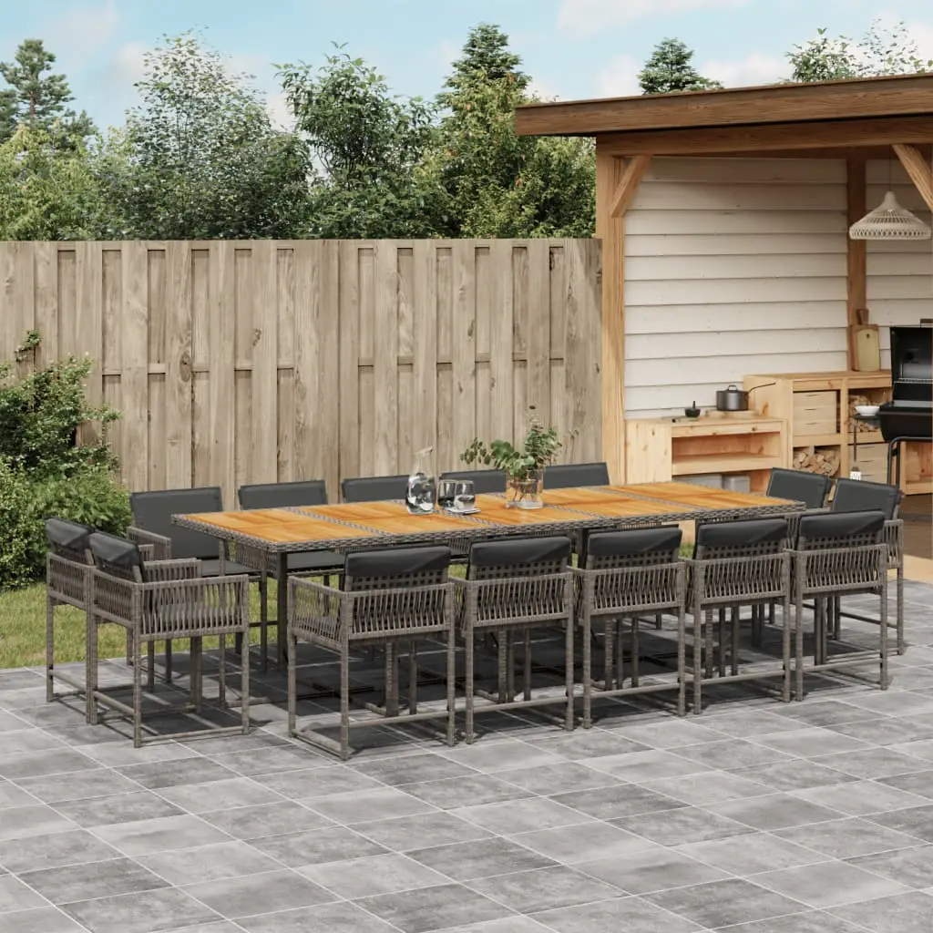 Ensemble à manger de jardin 15 pcs coussins gris résine tressée vidaXL 3211598
