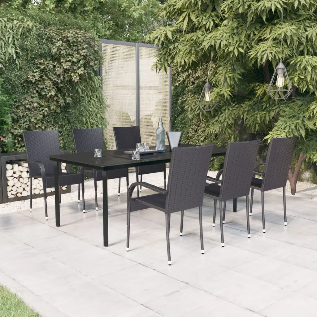 Ensemble à manger de jardin 7 pcs Noir vidaXL 3099381