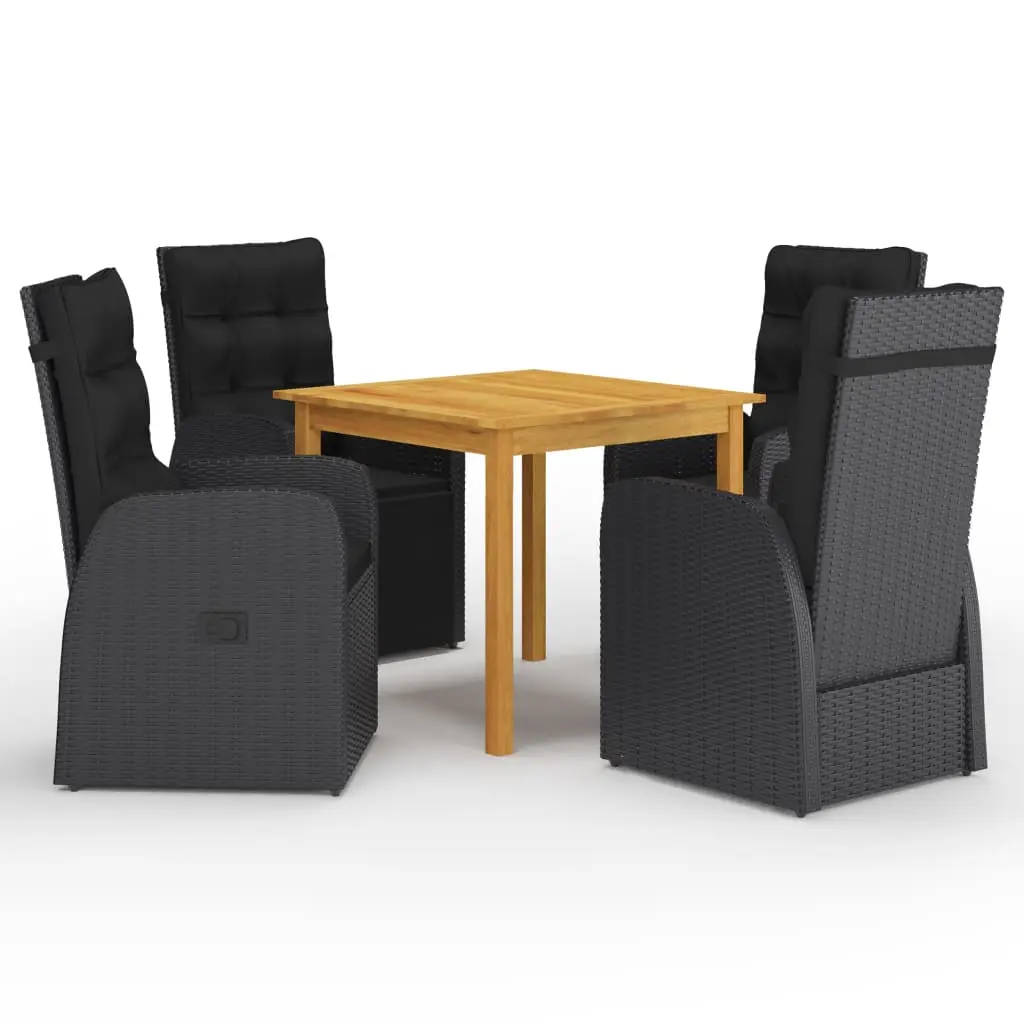 Ensemble à manger de jardin 5 pcs Noir vidaXL 3067721