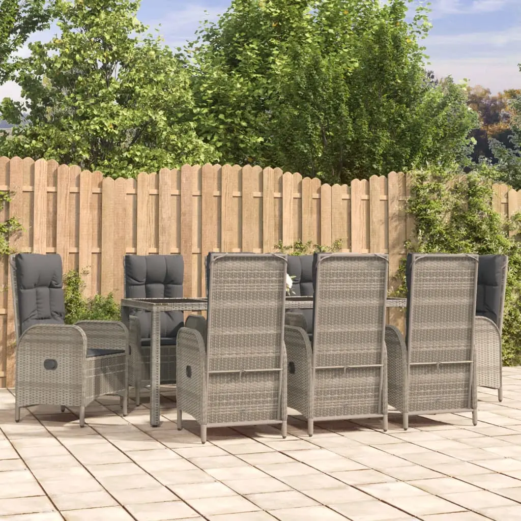 Ensemble à manger de jardin 9 pcs coussins gris résine tressée vidaXL 3185028