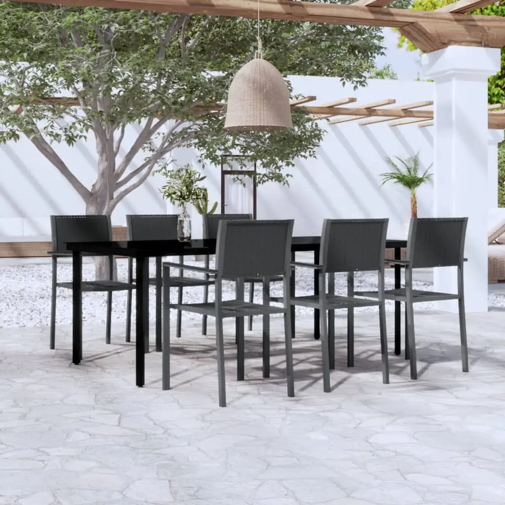 Ensemble à manger de jardin 7 pcs Noir vidaXL 3099267