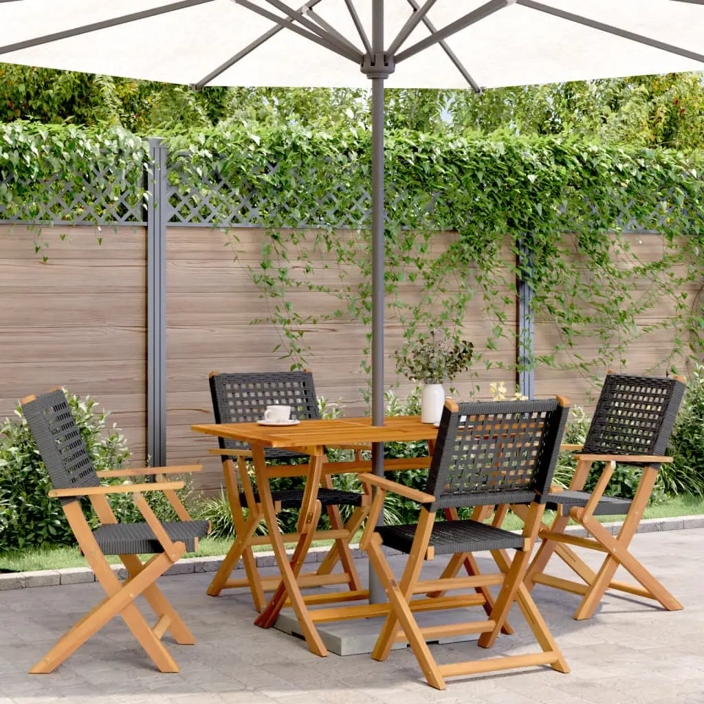 Ensemble à manger de jardin 5 pcs résine tressée et bois massif vidaXL 3281694
