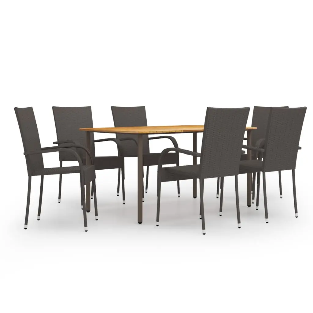 Ensemble à manger de jardin 7 pcs Résine tressée Marron vidaXL 3072494