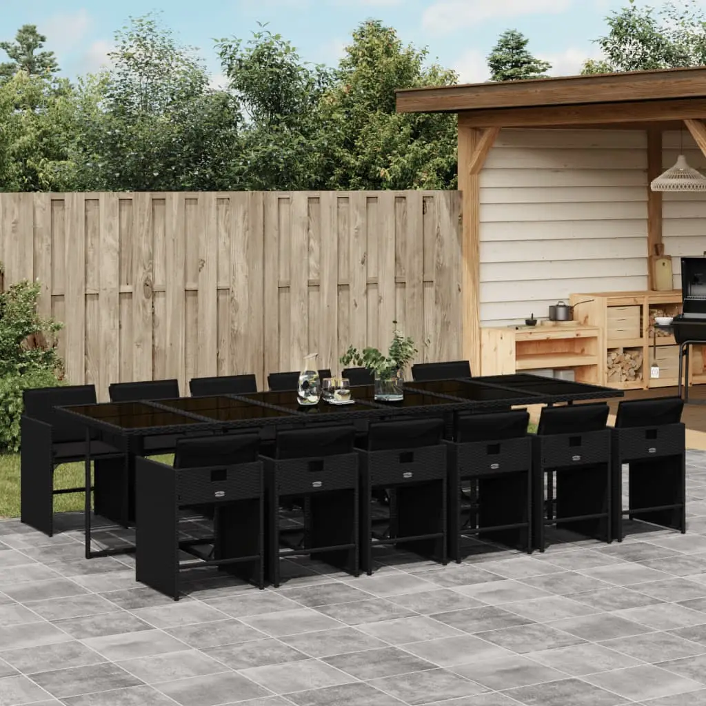 Ensemble à manger de jardin 13 pcs coussins noir résine tressée vidaXL 3277890