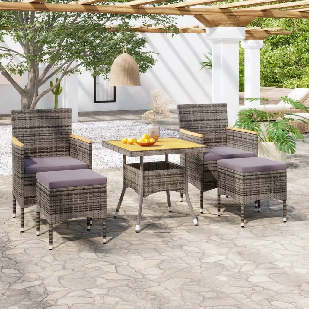 Ensemble à manger de jardin 5 pcs Résine tressée et acacia Gris vidaXL 3058337
